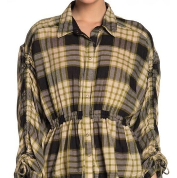 Free People Pacific Dawn drawstring plaid top - Picture 7 of 10